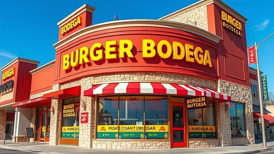 Vibrant Burger Bodega exterior showcasing Houston's business growth and urban expansion.