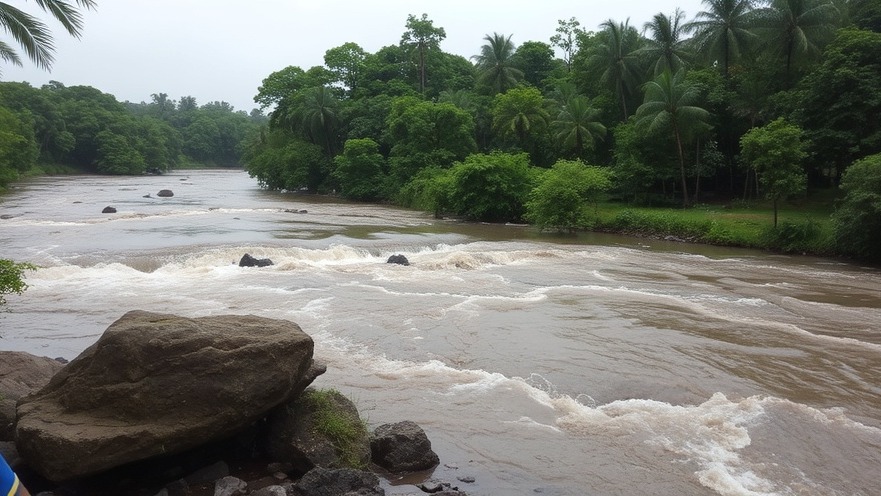 Flooded river representing disaster preparedness in Texas and community safety measures.