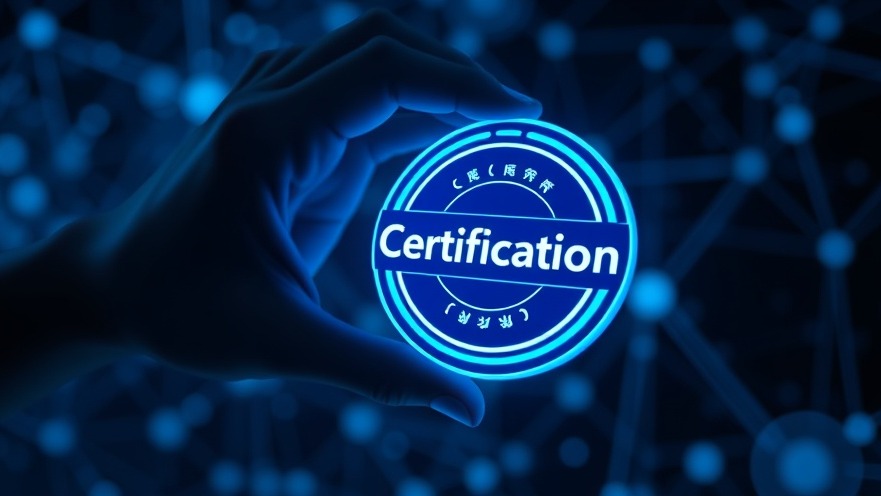 Futuristic certification badge highlighting Houston job market trends in AI training.