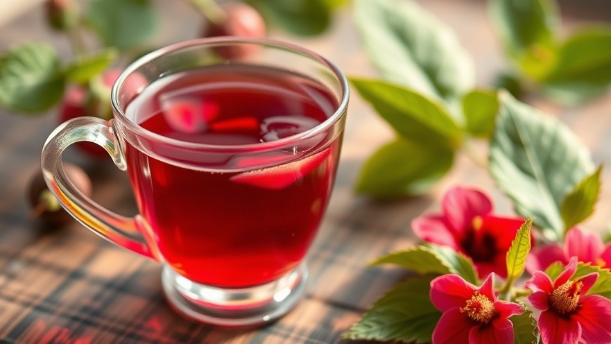 Steaming cup of hibiscus tea, a symbol of health and wellness in Houston.