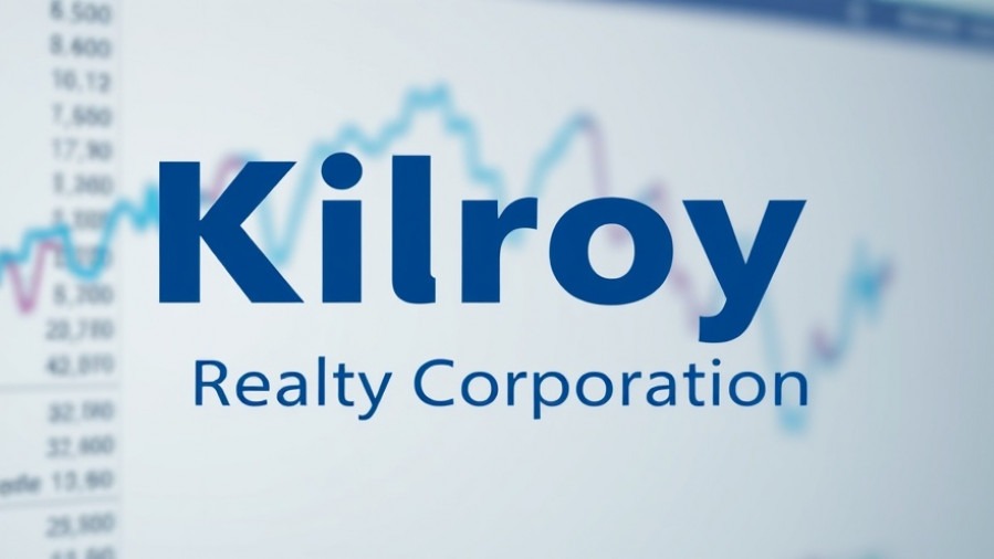 Kilroy Realty Corporation logo on a blurred financial graph, highlighting real estate investments.