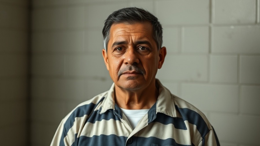Hispanic man in prison uniform highlighting child sexual abuse prevention in San Antonio.