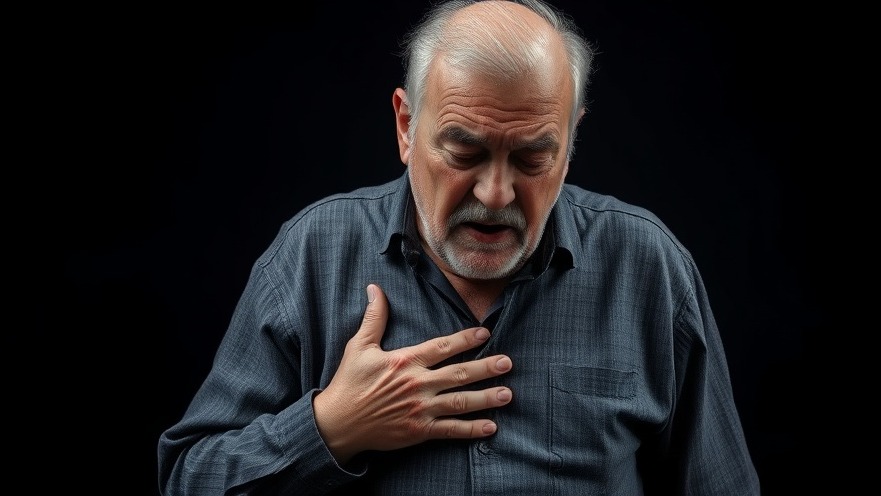 Elderly man showing concern for heart health, emphasizing healthy aging for seniors.