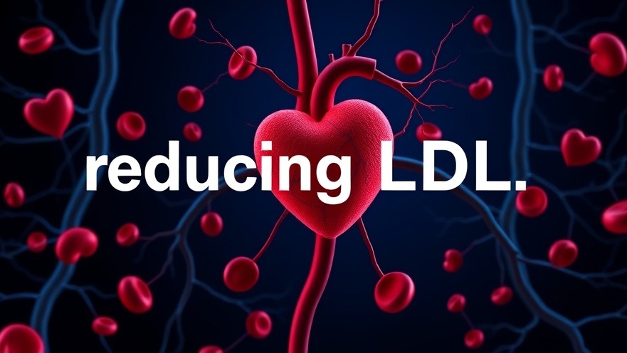Heart health nutrition design highlighting LDL reduction with arteries and cells.