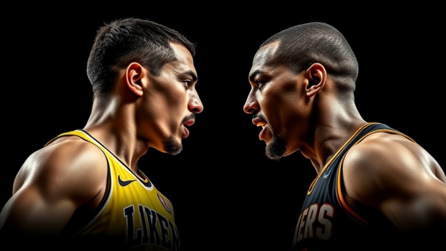Intense NBA highlights of Los Angeles rivalry with lifelike players in dynamic poses.