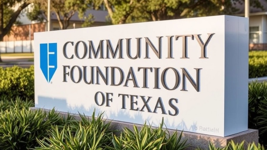Sign for Communities Foundation of Texas supporting Dallas philanthropy.