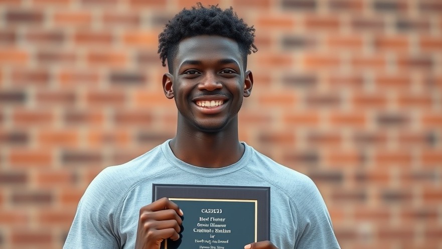 San Antonio community news: Young athlete celebrates achievement outdoors holding a plaque.