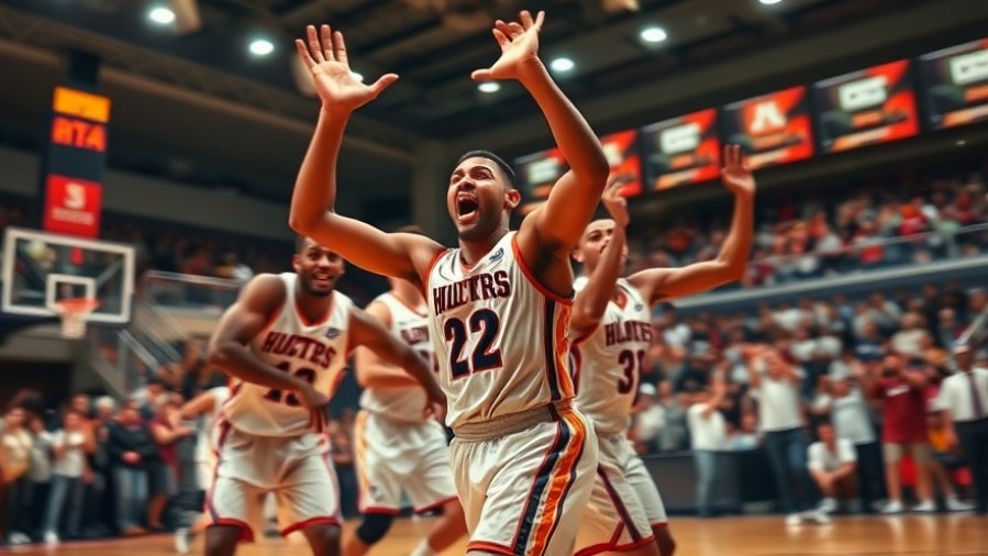 Thrilling NBA season highlights: dynamic players celebrating victory indoors.