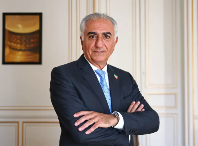 Iranian prince and leader photo with media overlay, game changer theme.