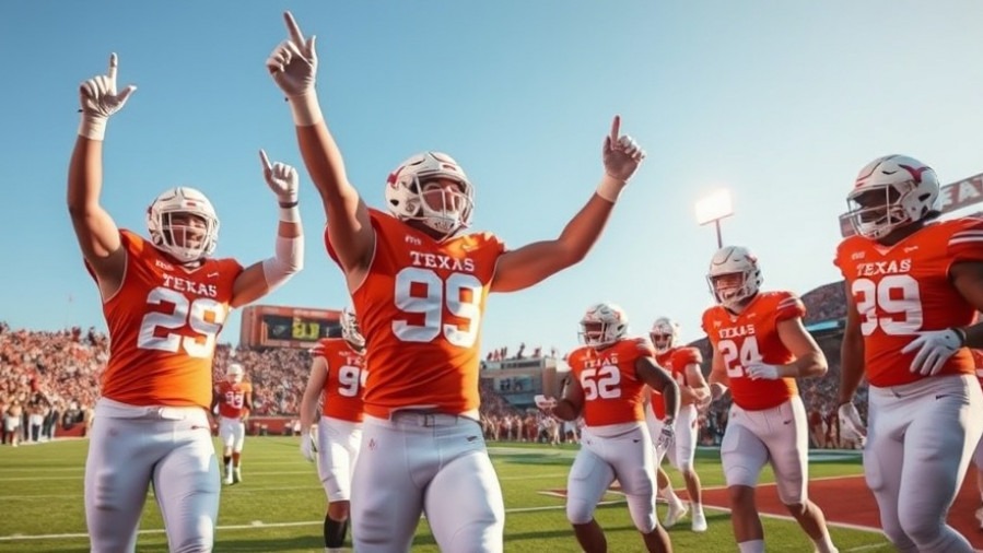 Texas Longhorns players celebrate after a thrilling college football rivalry game highlight featuring Arch Manning.