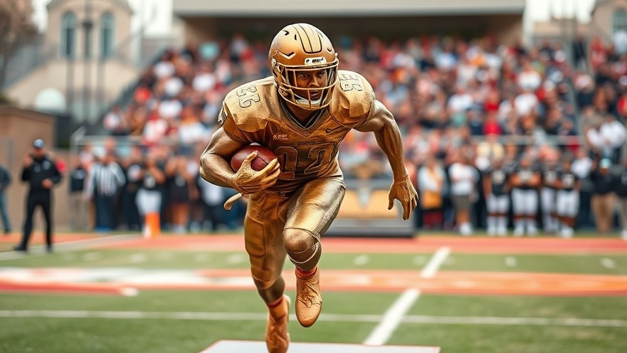 Heisman trophy statue showcasing a running player, highlighting Heisman favorites.