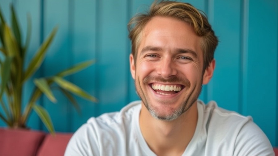 Happy man embracing personal growth after Chris Harrison's career change.