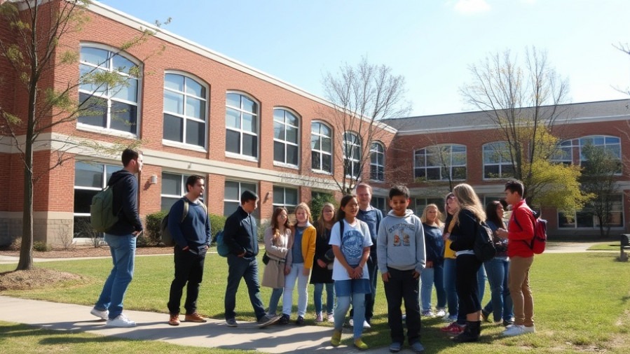 Students enjoying the outdoors at a high school promoting the Frisco education program.