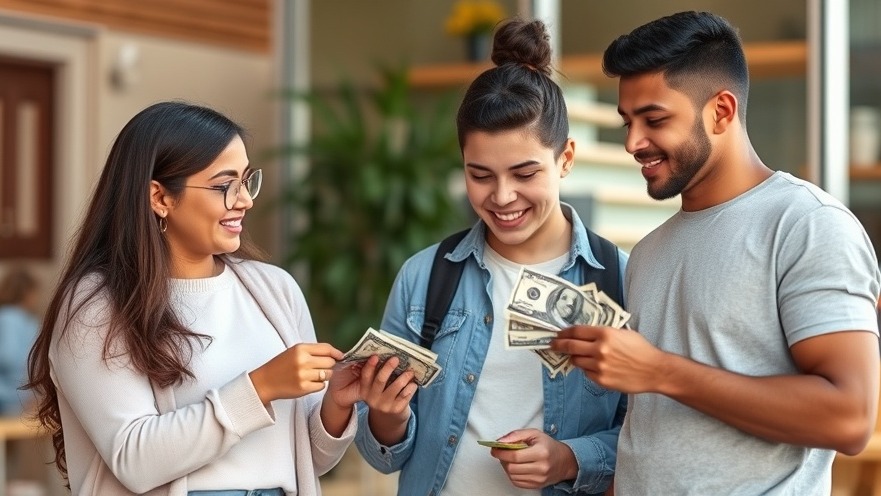 Hispanic teenagers receiving money, highlighting immigrant advocacy and human rights concerns.