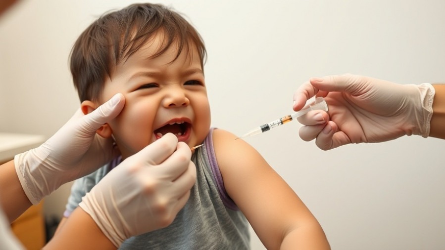 Crying 5-year-old child receiving a vaccine, highlighting parental rights in vaccination laws.