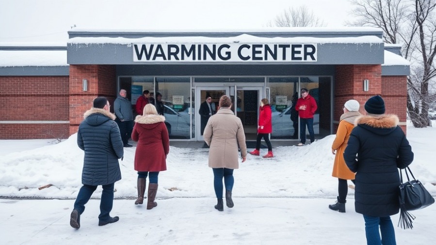 Community warmth locations in Houston during the winter storm, people entering a warming center.