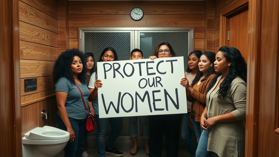 Diverse activists protesting Texas restroom restrictions, advocating for transgender rights.