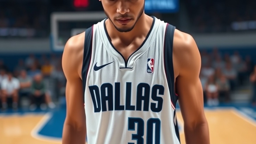 Dallas Mavericks player in white uniform looking down at the court, highlighting Dallas sports news.