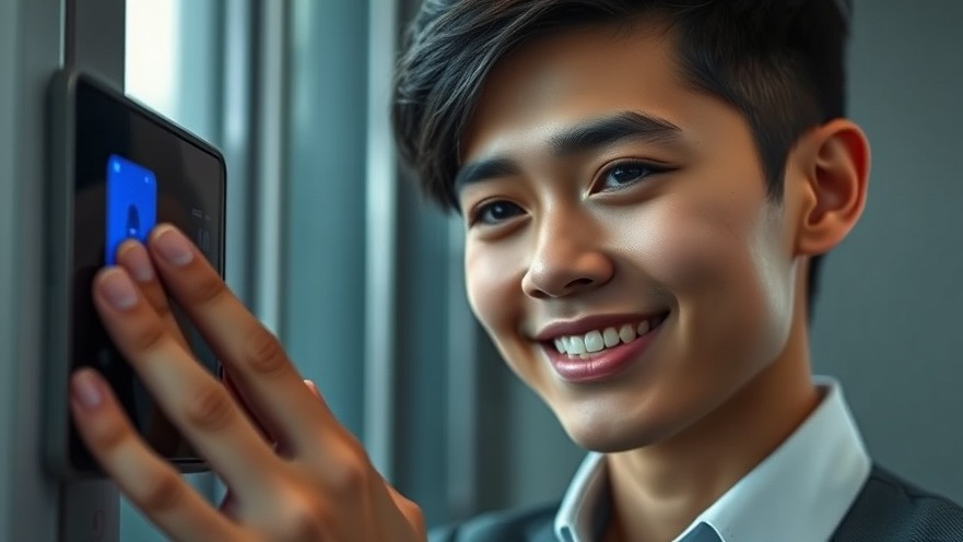 Confident professional using secure biometric access, reflecting trust in consumer technology Dallas.