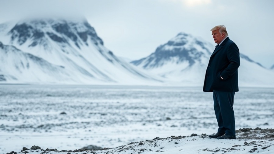 Trump standing in Greenland, discussing military strategy and rare-earth minerals.