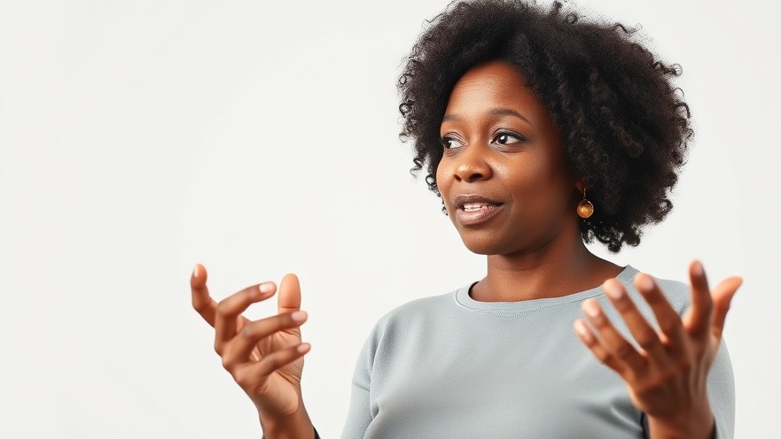 Confident older black woman sharing mental health tips on stress relief techniques.