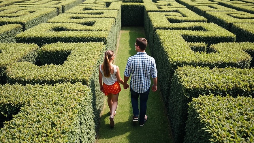 Young couple exploring a maze, embracing health and wellness through active lifestyle habits.