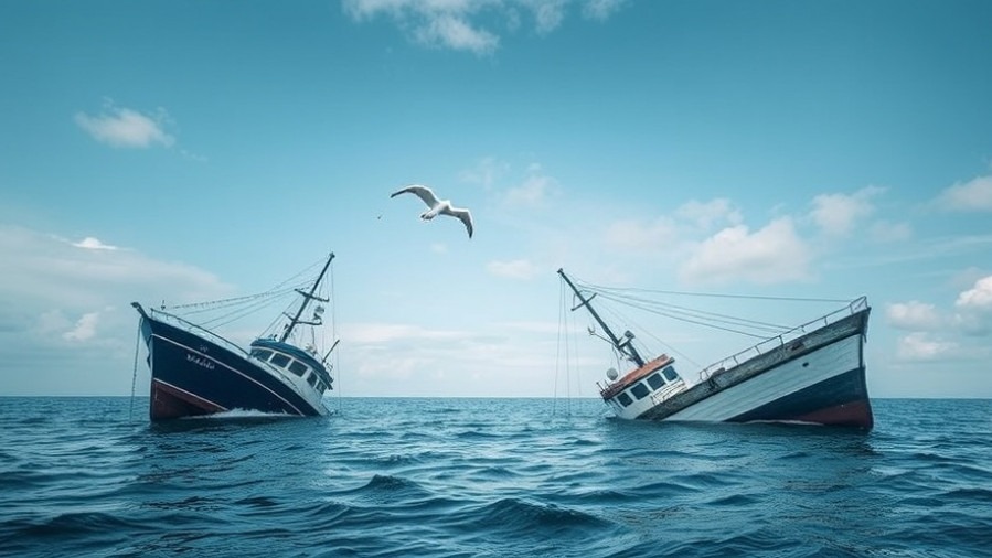 Two boats crashed and sinking, highlighting boating safety regulations and accident statistics.