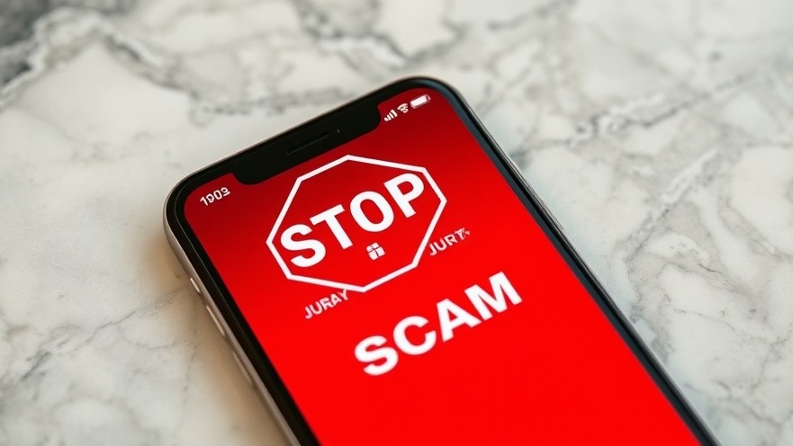 Close-up of a smartphone displaying a scam alert about jury duty in Dallas.
