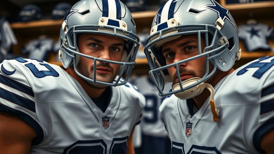 Serious Dallas Cowboys players in locker room, emphasizing postseason implications.