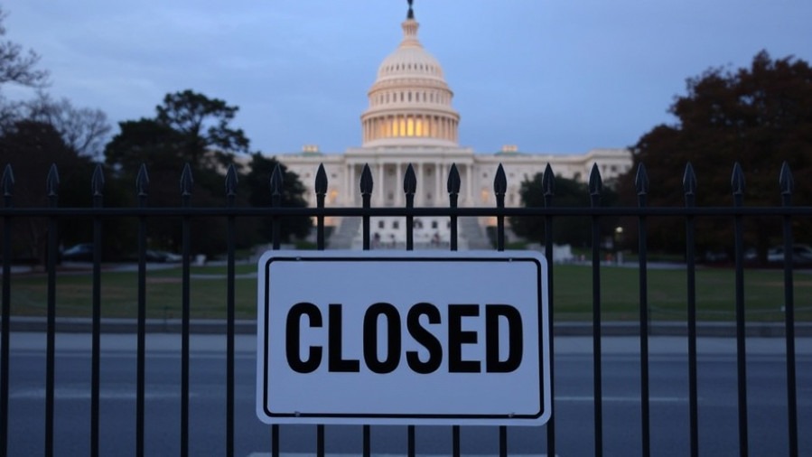 US Capitol building with 'CLOSED' sign amidst government shutdown news today.