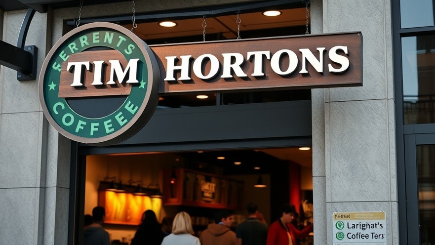 Tim Hortons coffee shop sign with people inside, a hub for San Antonio entrepreneurs.