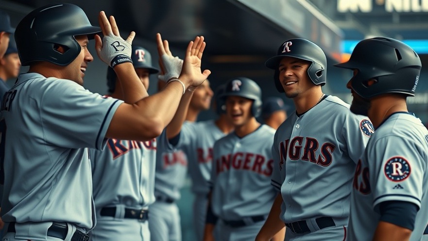 Rangers victory highlights: players celebrate in dugout at Coors Field.