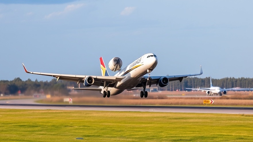 Jet plane taking off, highlighting Austin airport news and passenger traffic trends.