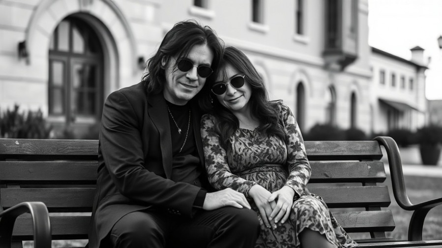 Ozzy Osbourne and wife share an intimate moment, reflecting on celebrity love stories.