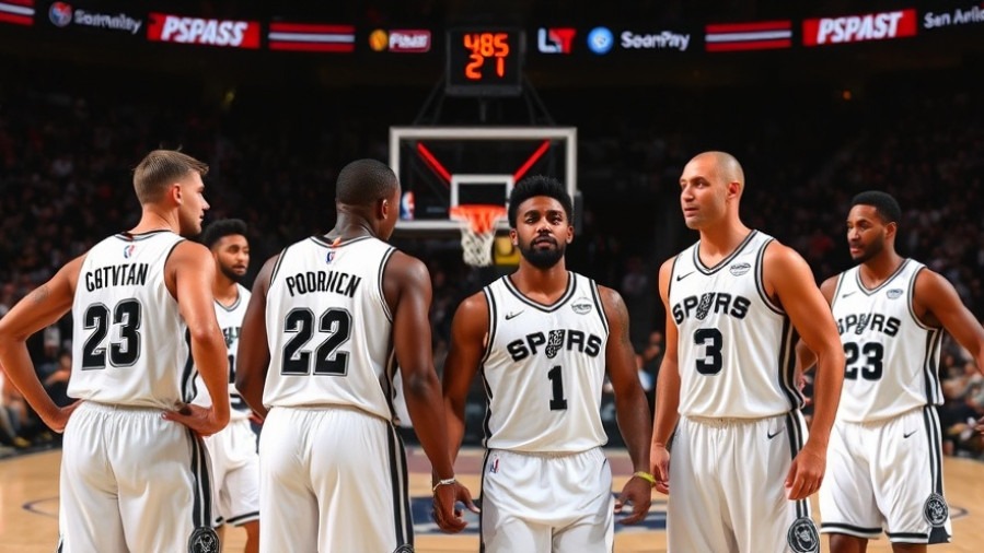 San Antonio Spurs players in white uniforms during an NBA game recap featuring De'Aaron Fox.