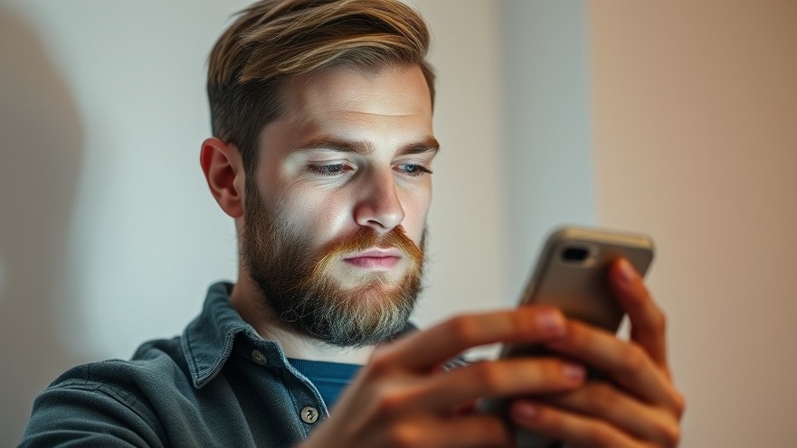 Young male entranced by cellphone, highlighting online radicalization risks.