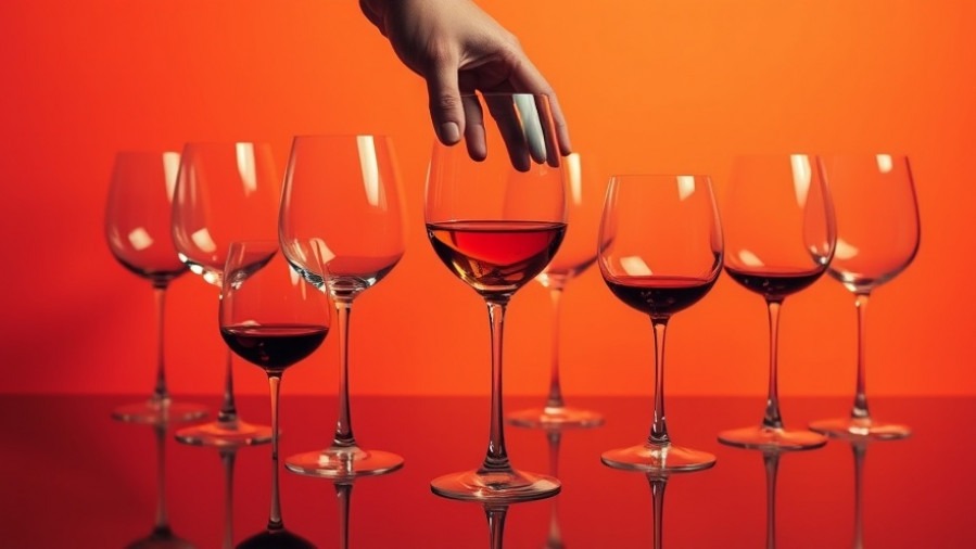 Elegant wine glasses on a bold orange background, showcasing stress relief strategies.