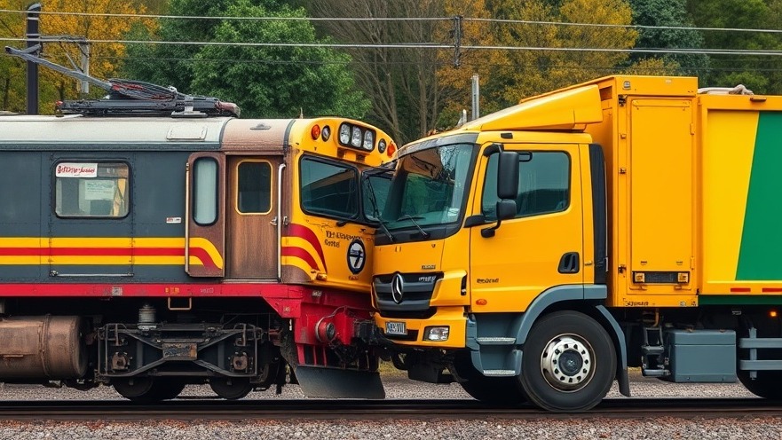 Train collides with garbage truck in Dallas, highlighting public safety news.