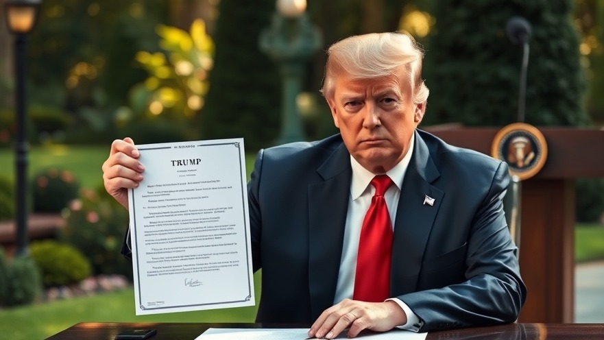 Trump signs document impacting small businesses and community initiatives, outdoors.