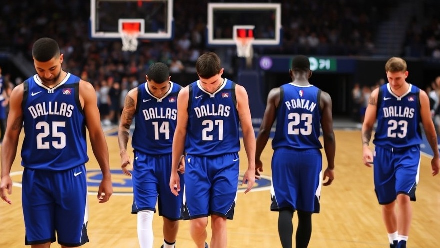 Dallas Mavericks in blue uniforms walking off court, showcasing the latest Dallas sports updates.