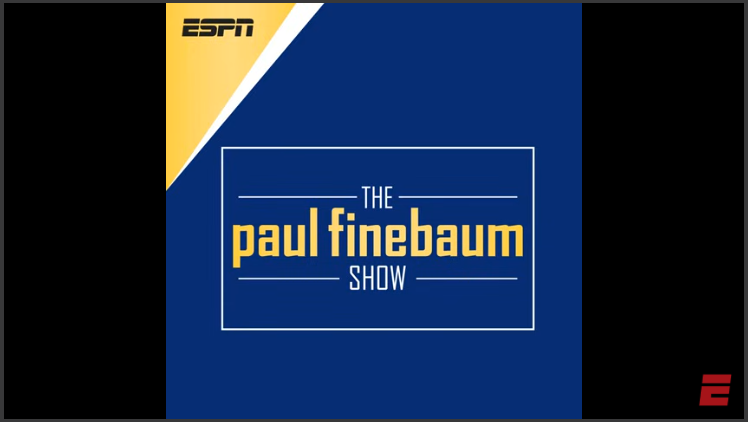 Bold blue and yellow graphic for a TV show title, sports-themed.