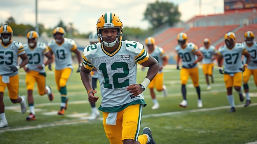NFL draft rumors: Black Packers player practicing with teammates outdoors.