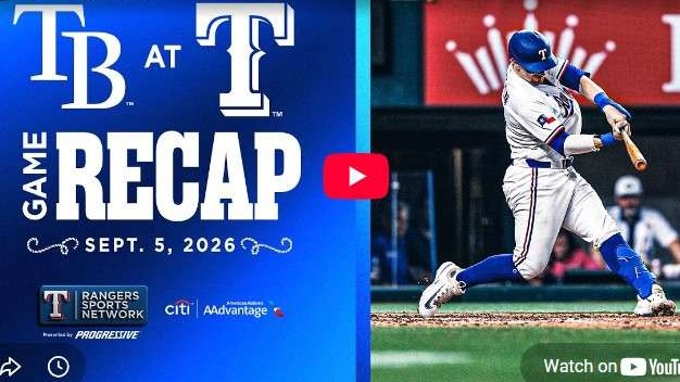 Rangers vs Rays Game Recap 9/5/2026 action shot with player.