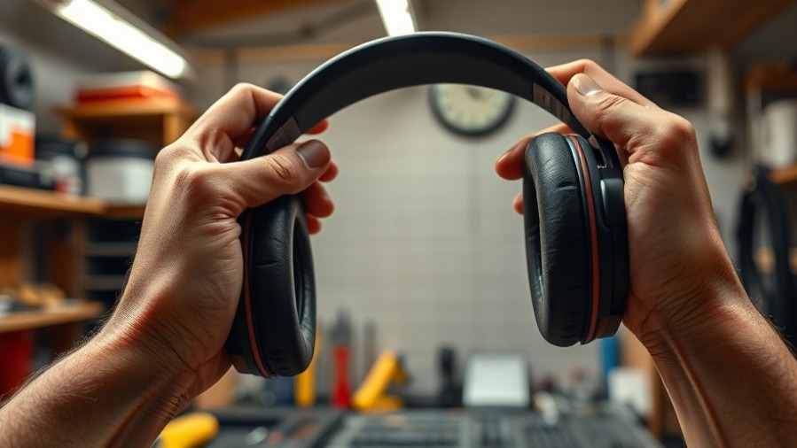 Close-up of hands adjusting headphones, highlighting athlete preparation and the power of music.