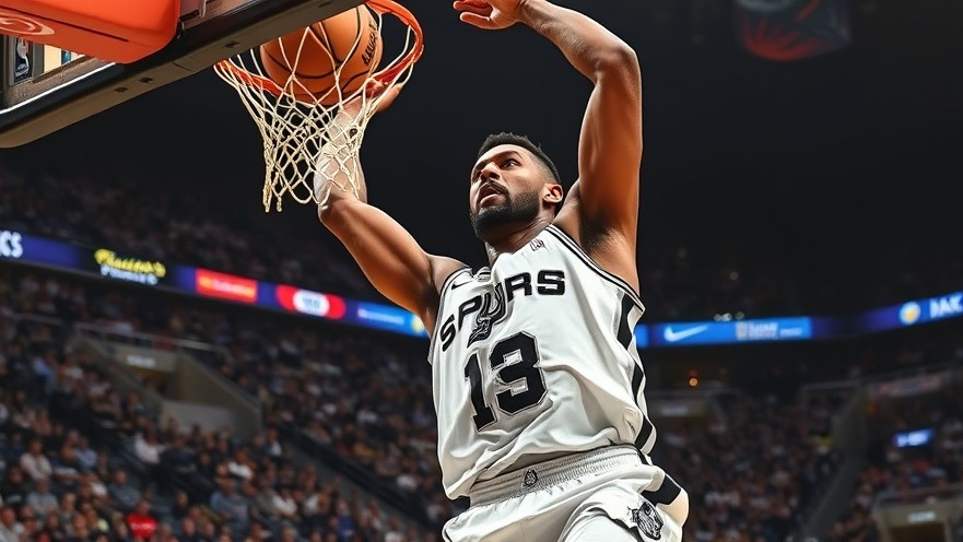 Intense Spurs player dunking in white jersey, capturing the excitement of San Antonio basketball news.