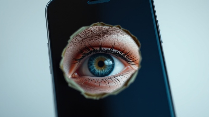 A smartphone with a hole, symbolizing social media addiction and digital voyeurism.