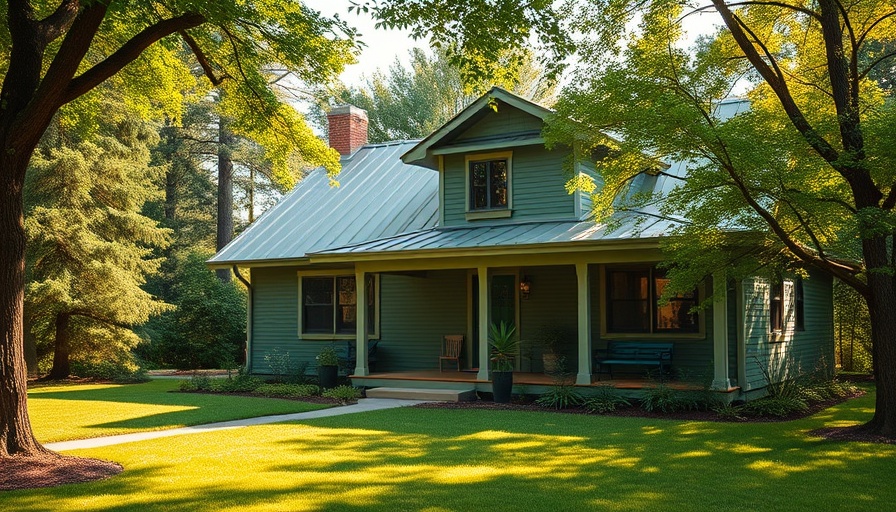 Charming green house in Austin with lush garden and modern design.
