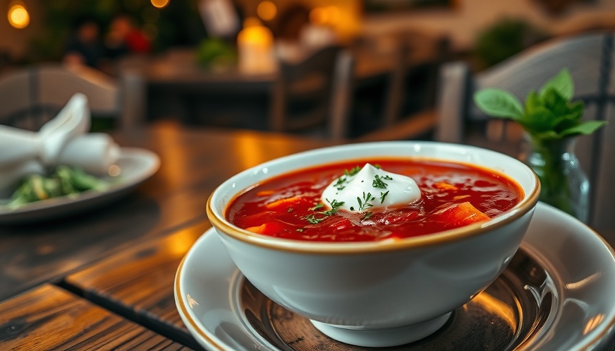 Hearty bowl of borscht at Web House Café and Bar, vintage atmosphere.