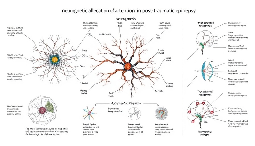 Scientific diagram on post-traumatic epilepsy research mechanisms.