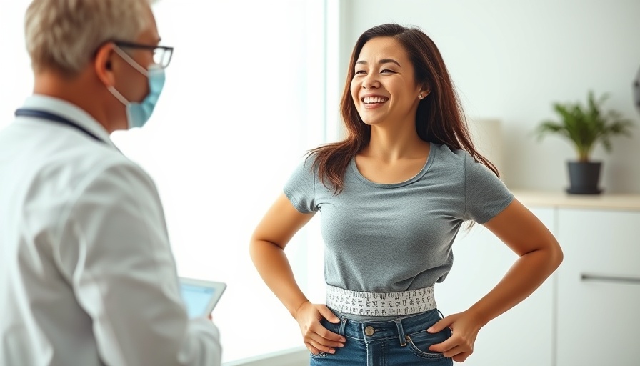 Smiling woman lowering diabetes risk without losing weight, doctor measuring waist.
